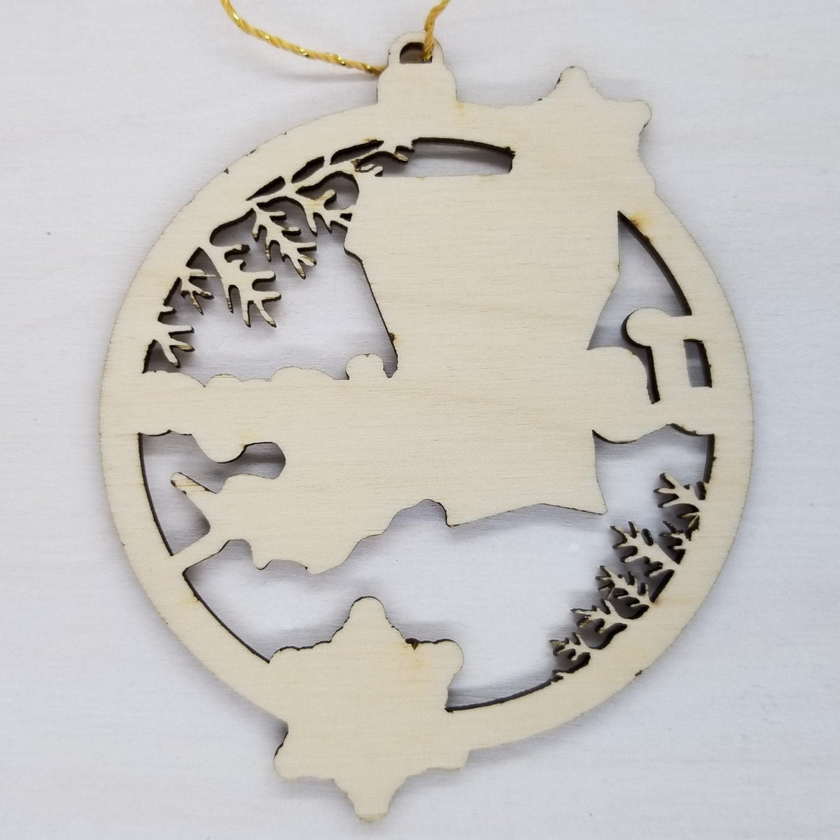 Louisiana Wood Ornament - LA State Shape with Snowflakes Cutout - Hand ...