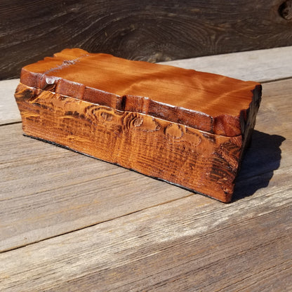 Wood Valet Box Curly Redwood Tree Engraved Rustic Handmade CA Storage #497 Handcrafted Christmas Gift Engagement Gift for Men Jewelry