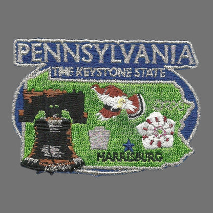 Pennsylvania Patch – PA State Travel Patch Souvenir Applique 3" Iron On The Keystone State Harrisburg Liberty Bell Grouse Mountain Laurel