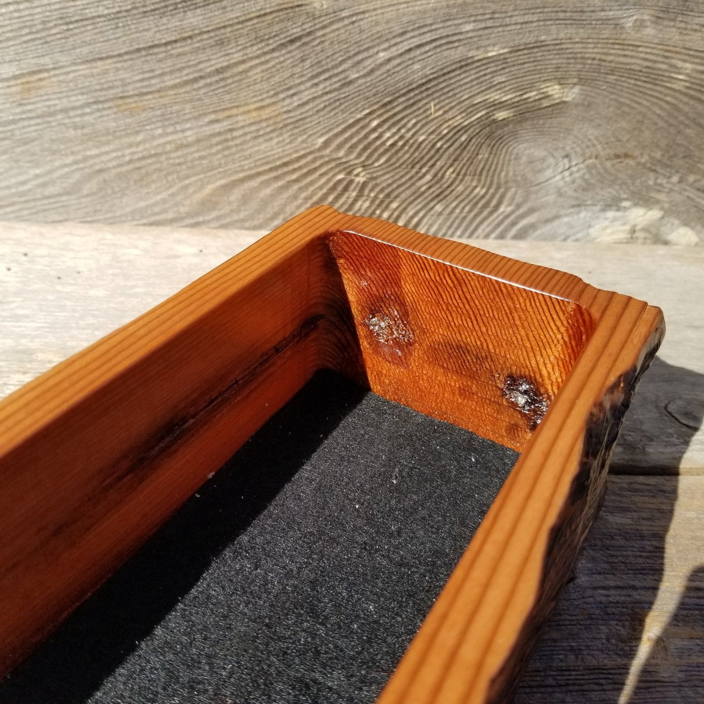 Redwood Jewelry Box Curly Wood Engraved Rustic Handmade California #445 Memento Box, Valentine's Day Gift