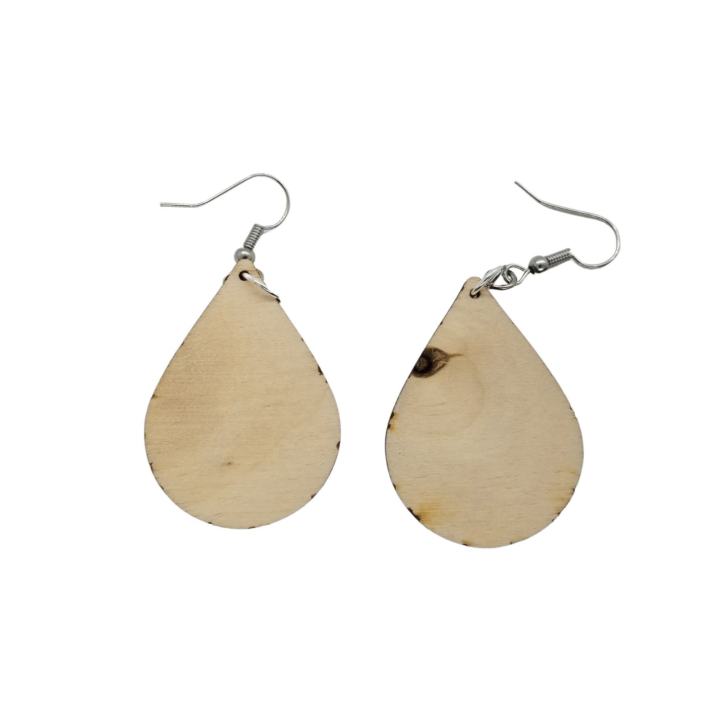 Wood Earrings - Abstract Rays Pattern Engraved Teardrop Lightweight Wood Earrings - Dangle Earrings - Anniversary Gift