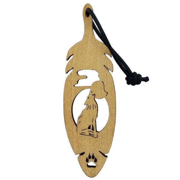 Wolf Howling at Moon Alaska Christmas Ornament Wood