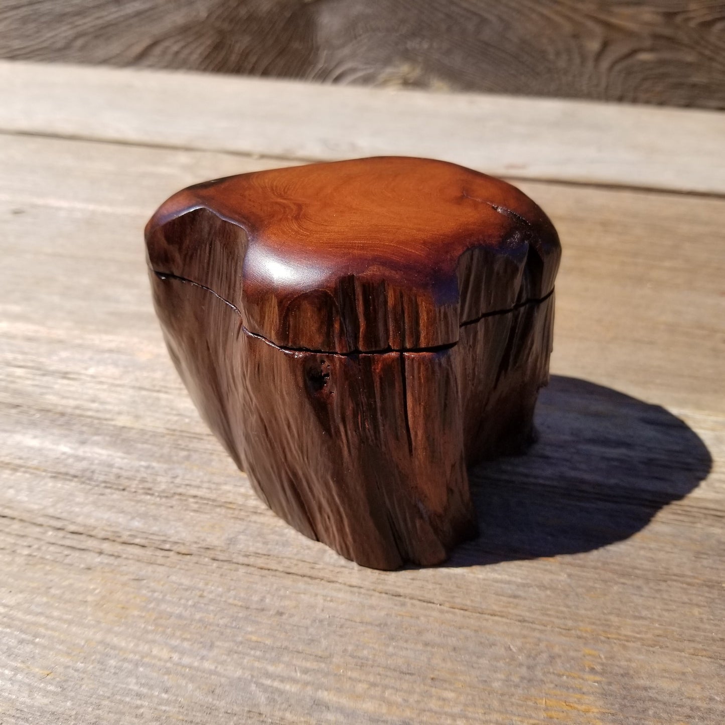 Wood Ring Box Redwood Rustic Handmade California Storage Live Edge Mini #360 Birthday Gift Christmas Gift Mother's Day Gift