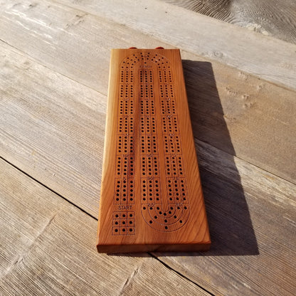 Redwood Wood Cribbage Board Handmade Laser Engraved 3 Player #443 USA Card Game 2 Tone Birthday Gift Christmas Gift California Souvenir