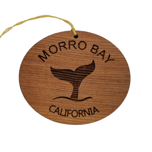 Morro Bay California Ornament - Handmade Wood Ornament - CA Whale Tail Whale Watching - Christmas Ornament 3 Inch