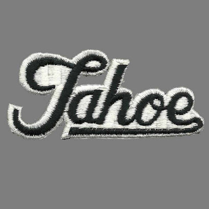 Tahoe Patch – Script Black on White – Iron On Travel California Souvenir Patch – CA Spell out Font Spellout Nevada NV