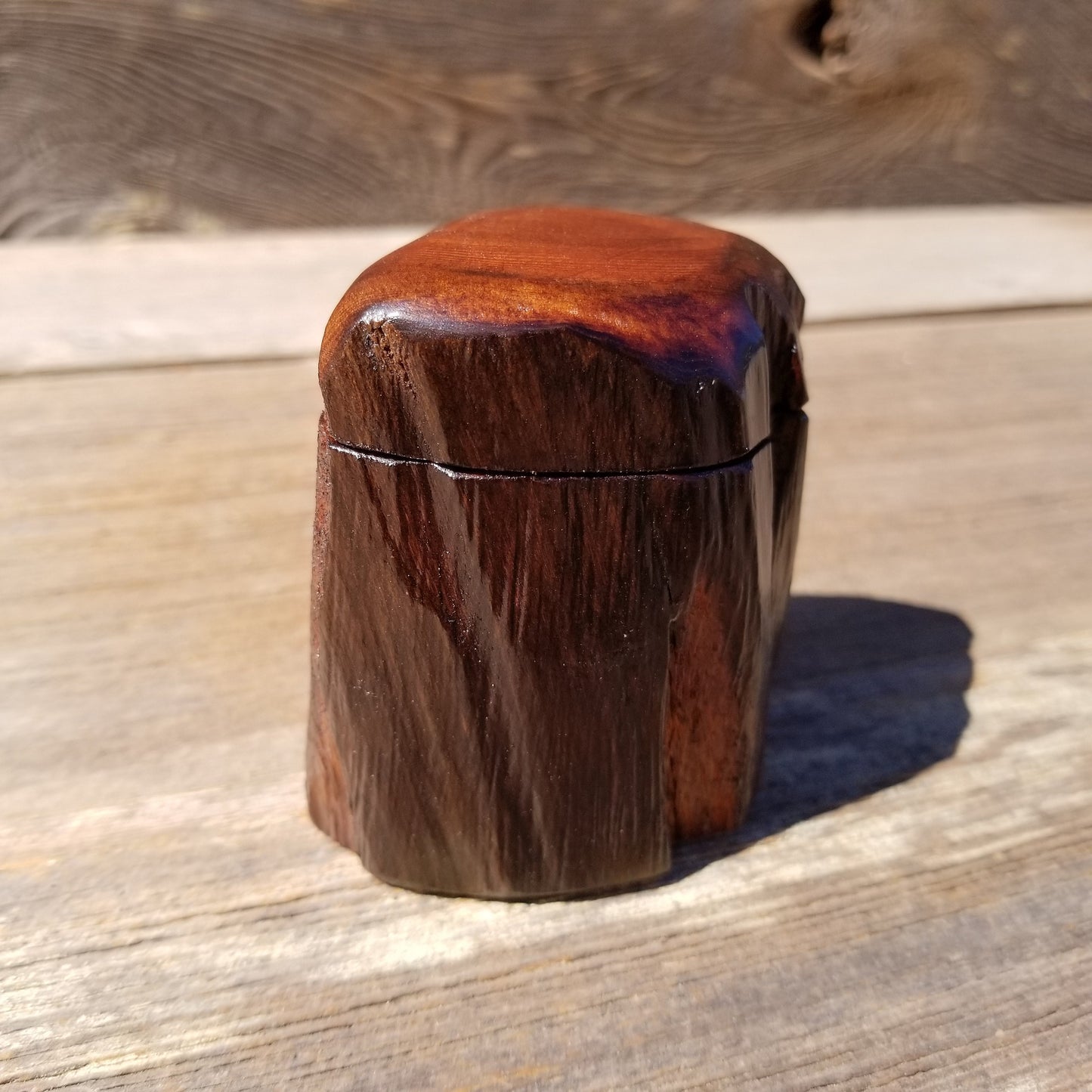 Wood Ring Box Redwood Rustic Handmade California Storage Live Edge Mini #361 Birthday Gift Christmas Gift Mother's Day Gift