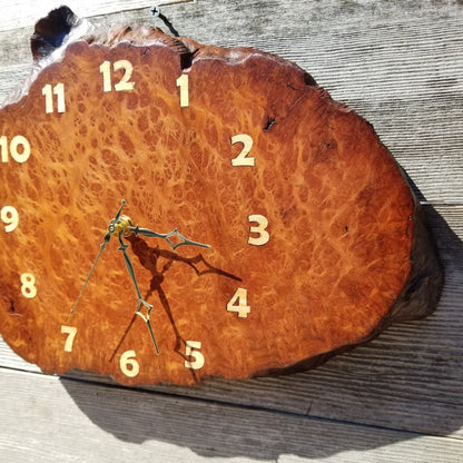 Wood Wall Clock Redwood Burl Hanging Rustic Anniversary Gift One of a Kind Unique Gift #427 Handmade Mini