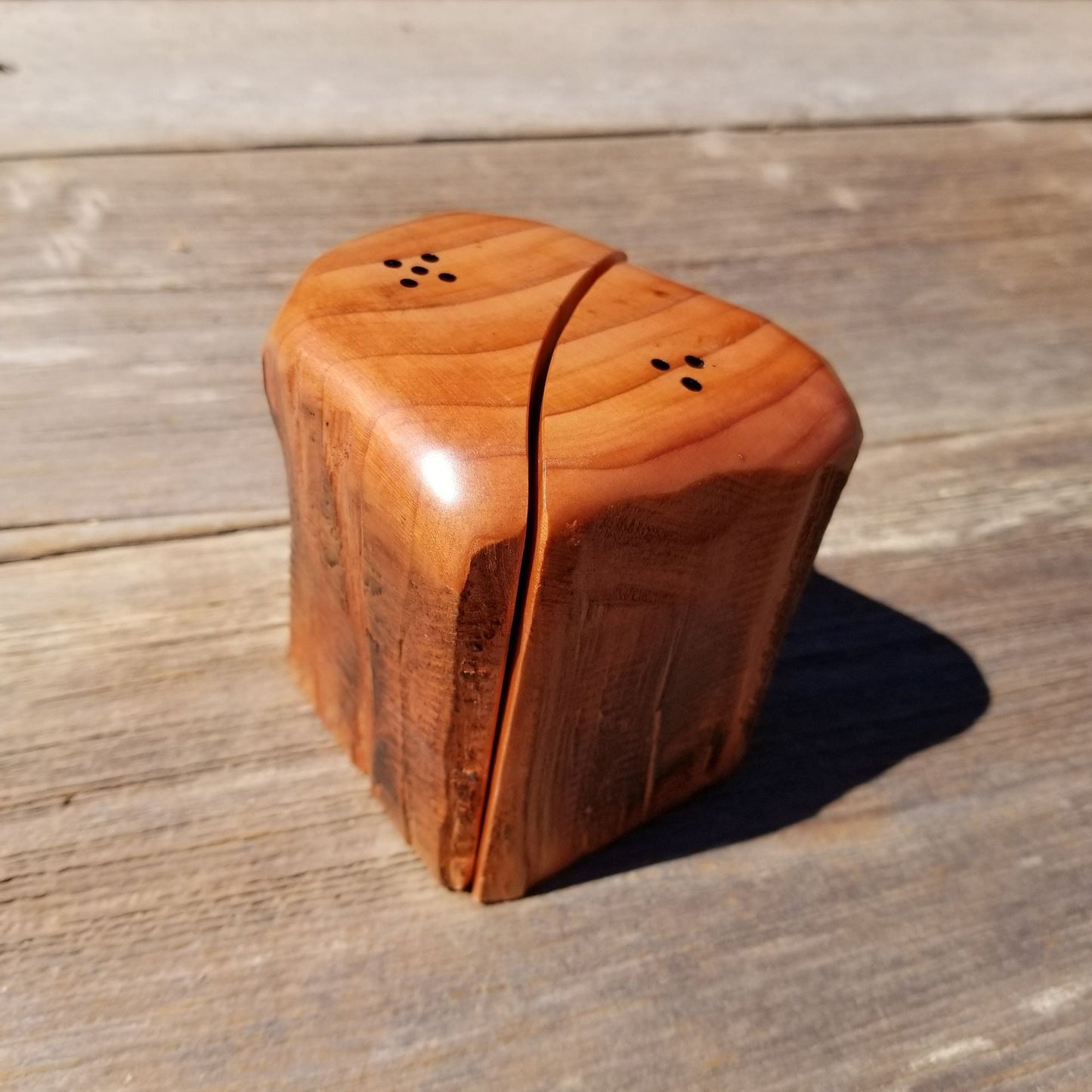 Salt and Pepper Shakers Set California Rustic Redwood Handmade #390 Lodge Theme Manly Gift Engagement Gift