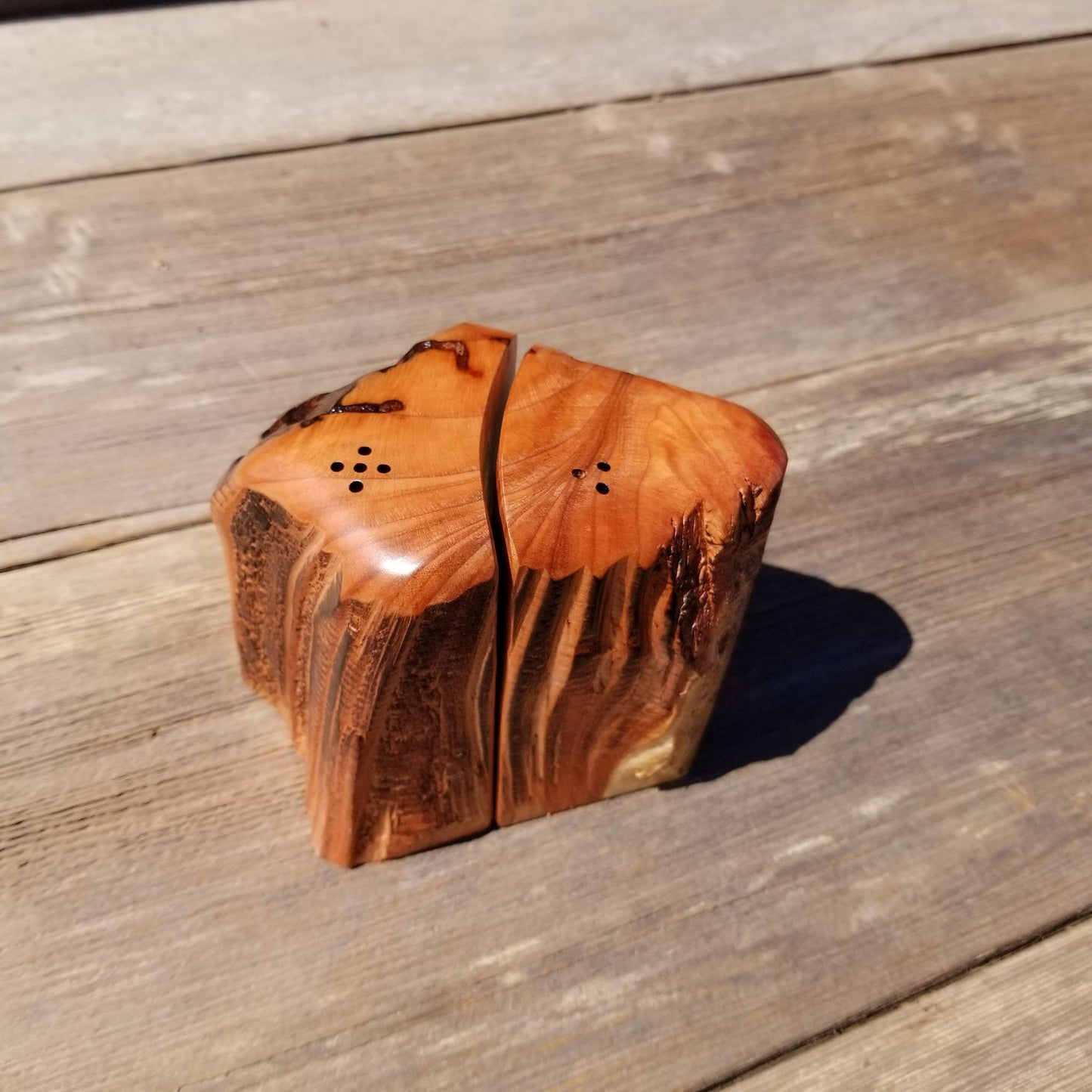 Redwood Rustic Salt and Pepper Shakers Set Handmade Anniversary Wedding #386 Housewarming Christmas California Wood