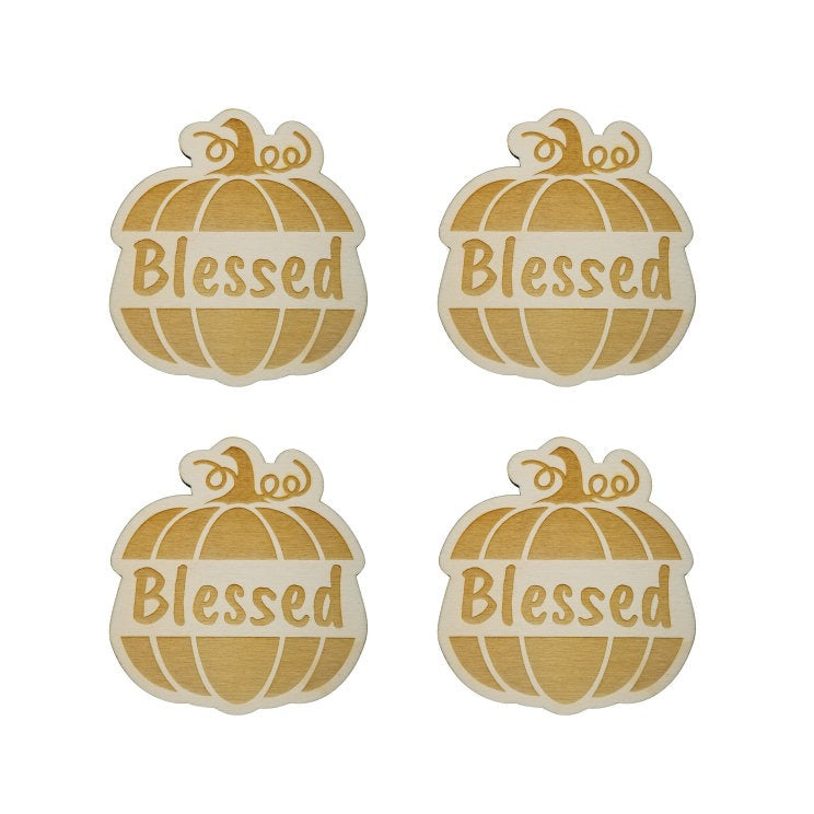 Thanksgiving Place Card Set of 4 - Thanksgiving Place Setting - Thanksgiving Table Decor - Blessed Pumpkin Place Holder