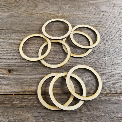 Wood Cutout Circle Hoops 2.5 Inch Unfinished Rings - Lot of 12 Wood Blanks Craft