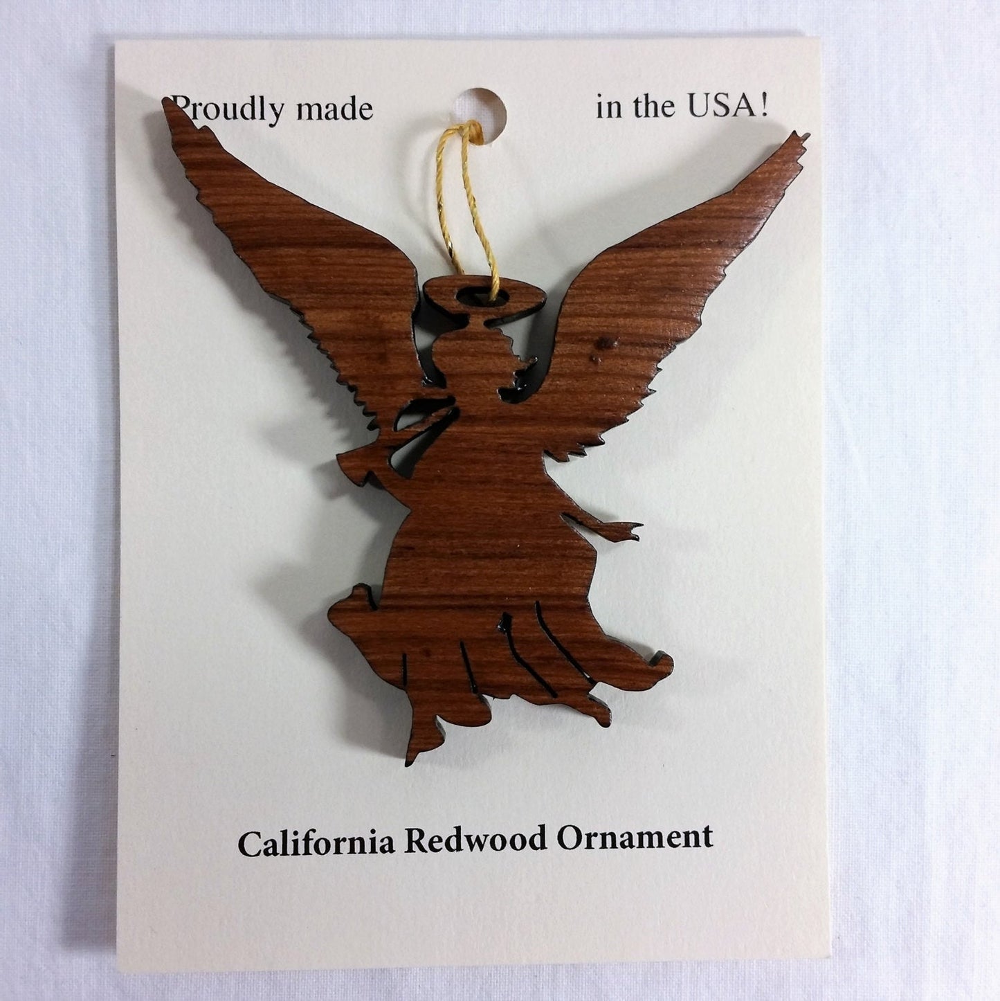 Angel Christmas Ornament California Redwoods Laser Cut Handmade Wood Ornament Made in USA