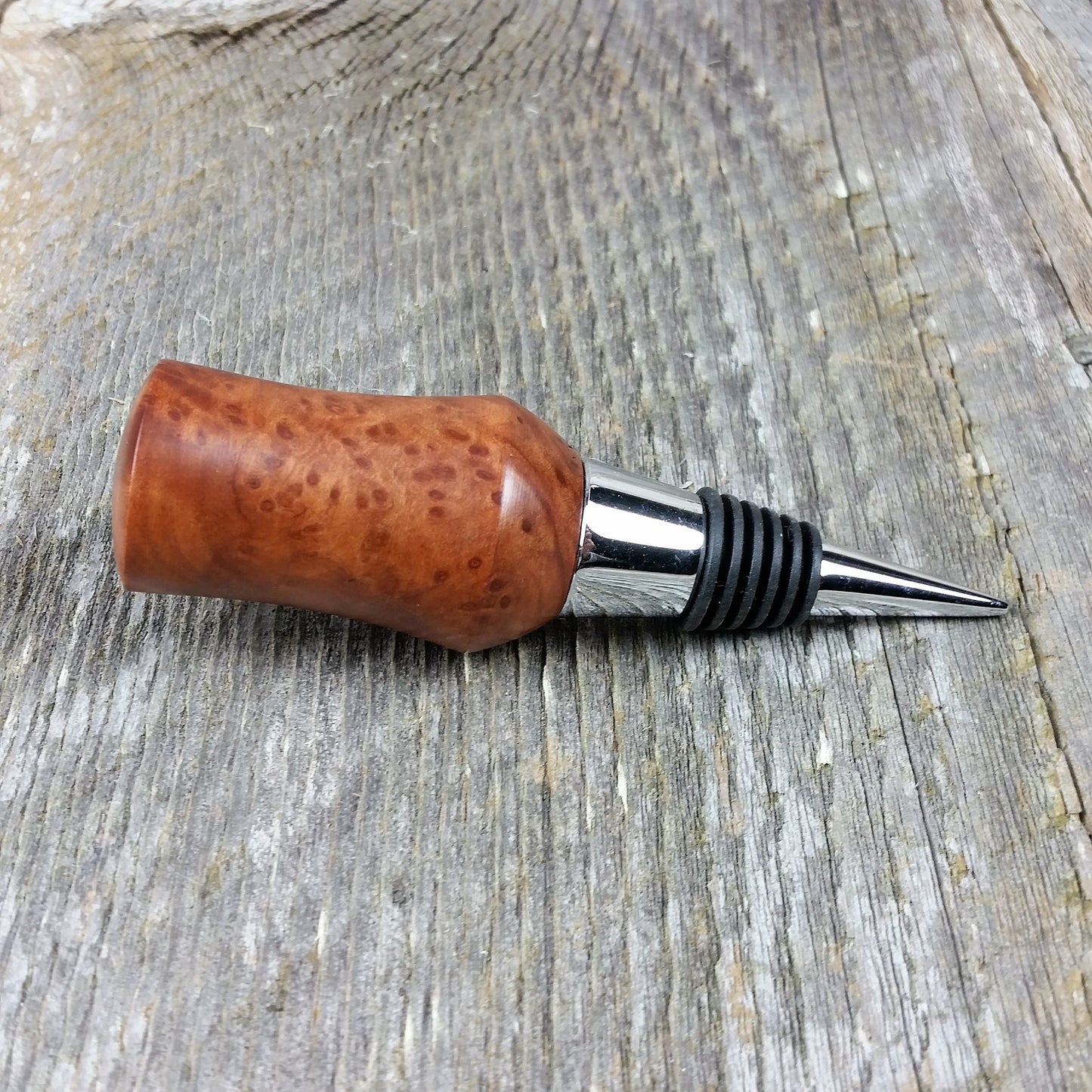 Wine Stopper Redwood Burl Hand Turned Handmade Smooth Top 1006E Bottle Cork