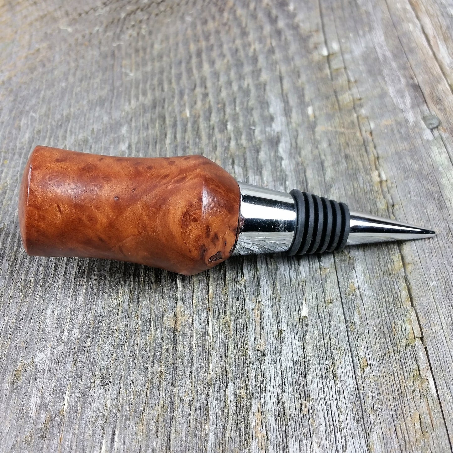 Wine Stopper Redwood Burl Hand Turned Handmade Smooth Top 1006E Bottle Cork