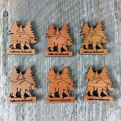 Great Smoky Mountains Bear and Trees Wood Refrigerator Magnet Made in USA Handmade Souvenir