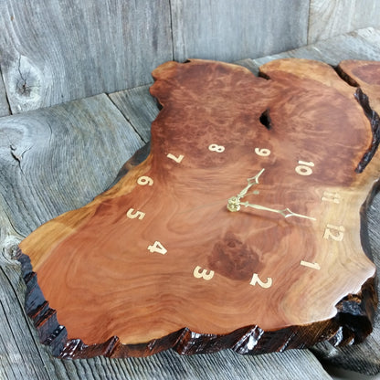 Wood Wall Clock Redwood Burl Handmade Rustic #10