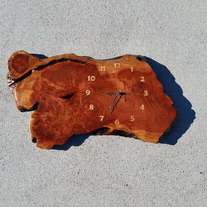 Wood Wall Clock Redwood Burl Handmade Rustic #10