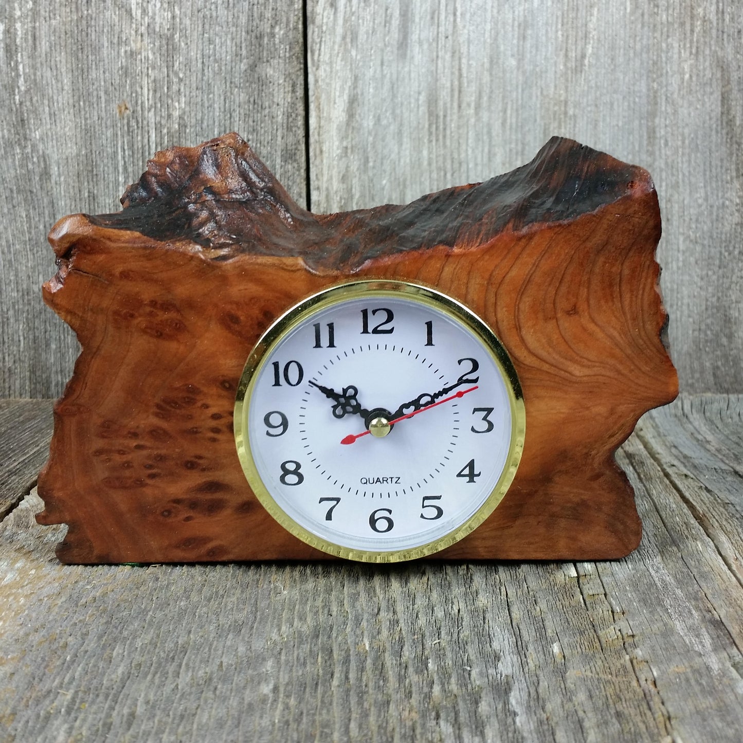 Redwood Burl Clock Table Shelf Mantle Desk Office Gifts for Men Sitting Wood #J