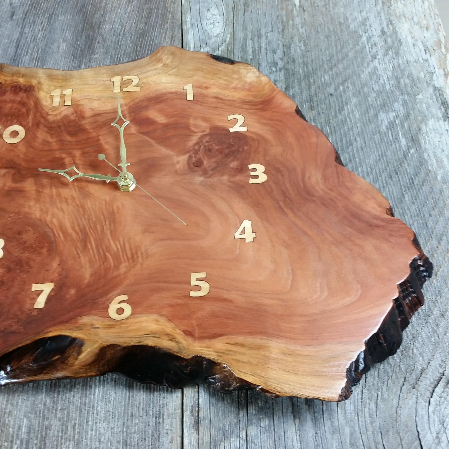 Wood Wall Clock Redwood Burl Handmade Rustic #10