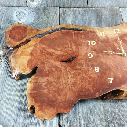 Wood Wall Clock Redwood Burl Handmade Rustic #10