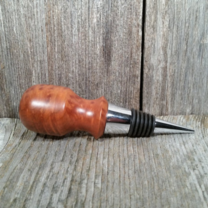 Wine Stopper Redwood Burl Hand Turned Handmade Smooth Top #1006f