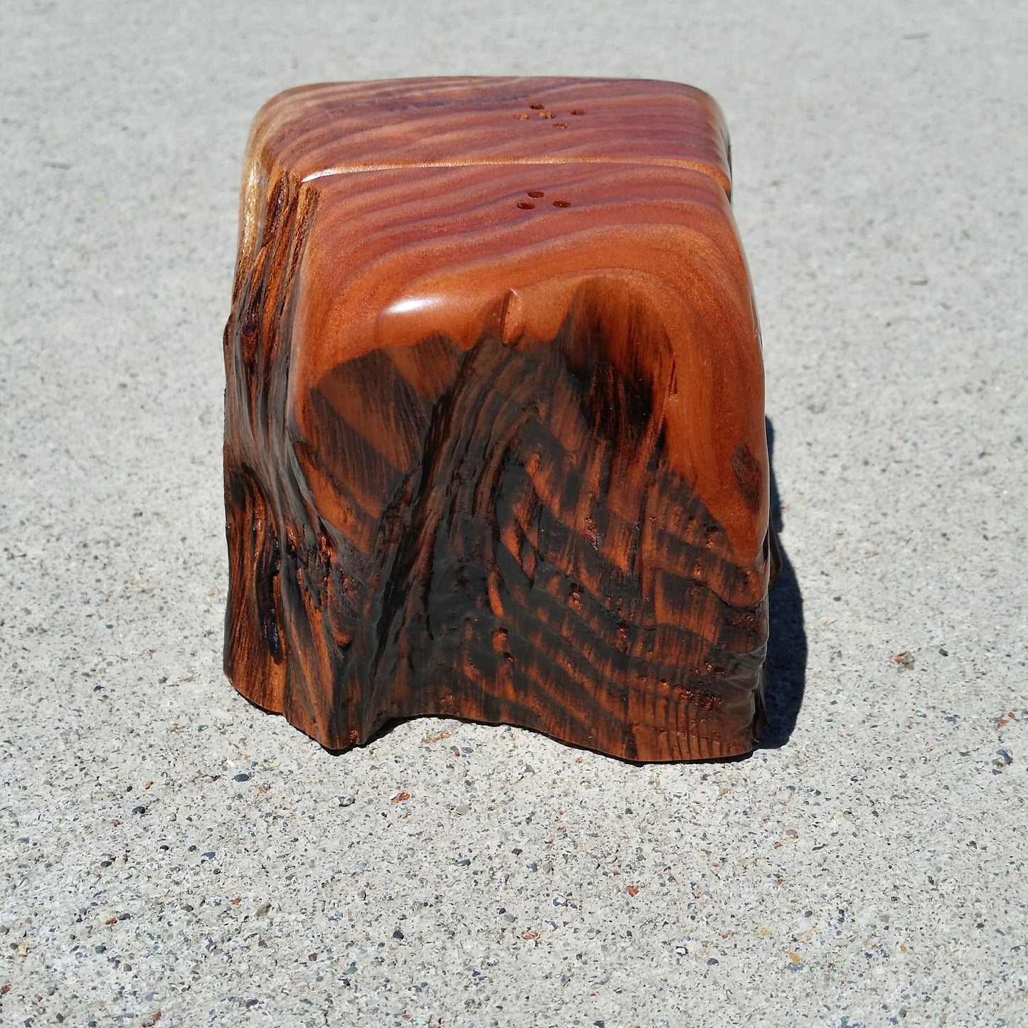 Redwood Salt and Pepper Shakers Set Souvenir California Handmade Unique Shape Handcrafted Wood Set #O