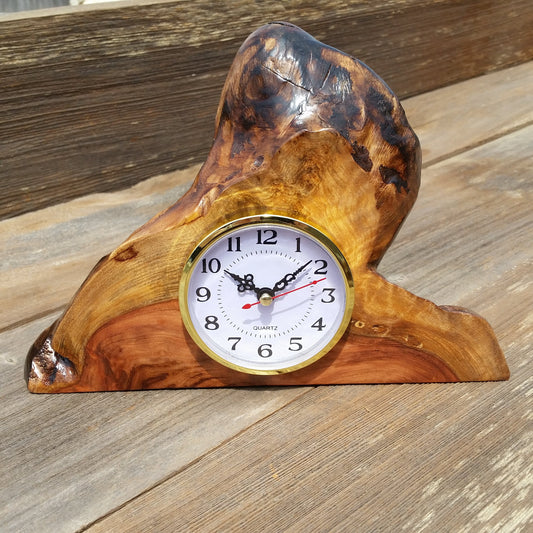 Wood Mantel Clock Handmade Redwood Desk Clock #D2018