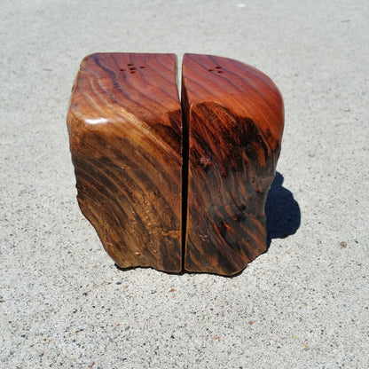 Redwood Salt and Pepper Shakers Set Souvenir California Handmade Unique Shape Handcrafted Wood Set #O