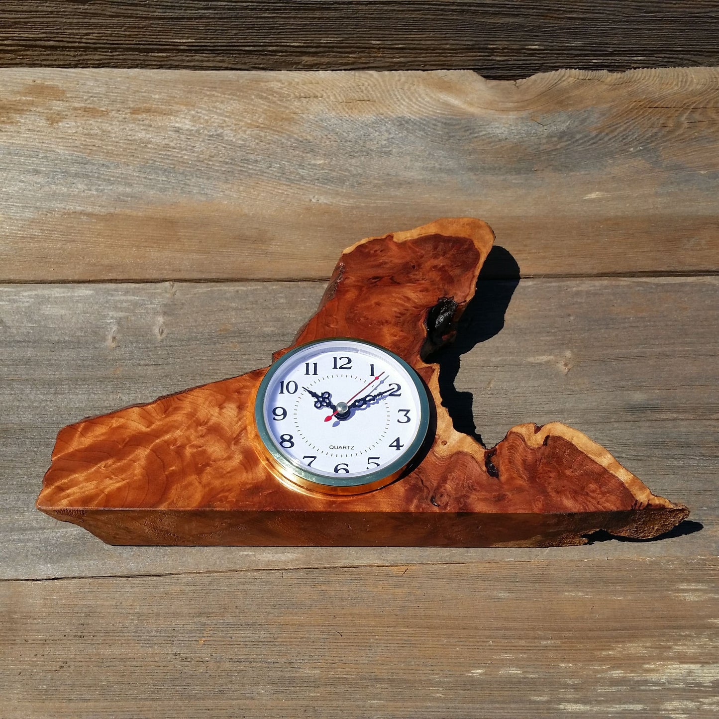 Redwood Wood Clock - Mantle Clock - Redwood Burl Clock Office #X