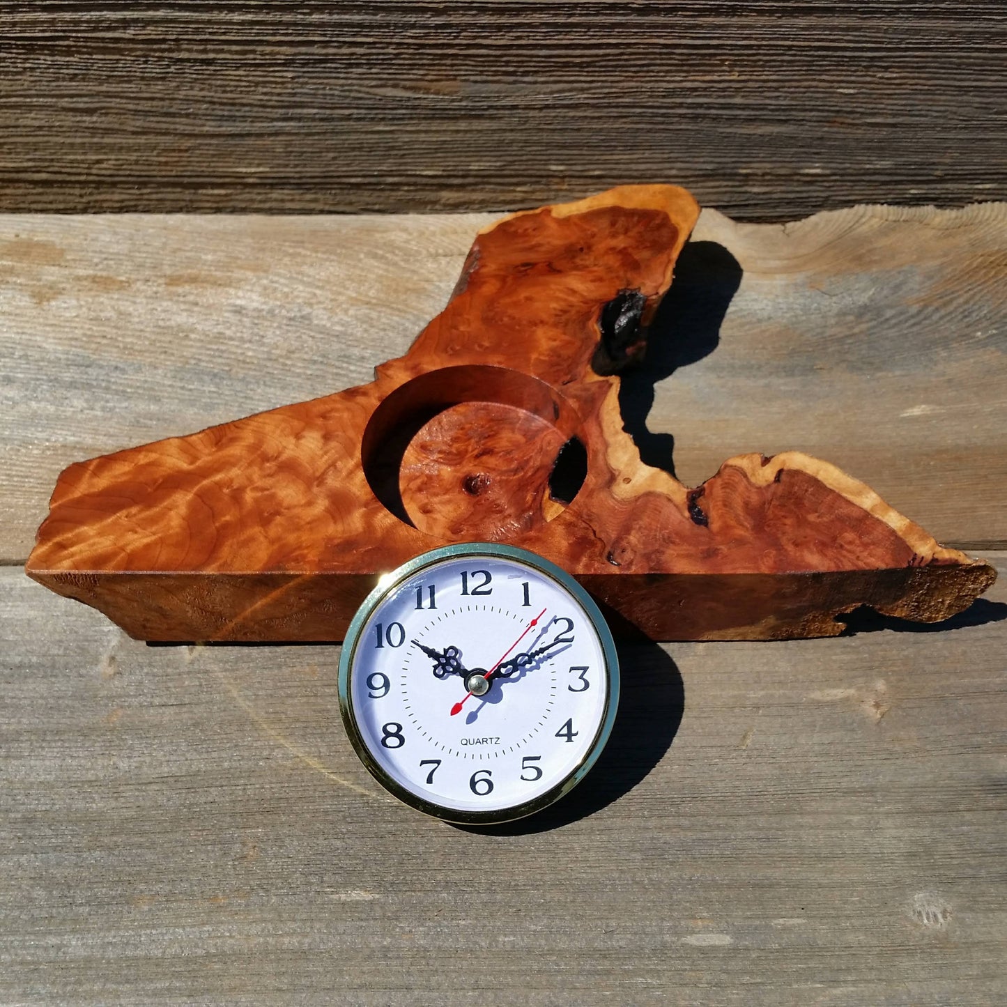 Redwood Wood Clock - Mantle Clock - Redwood Burl Clock Office #X