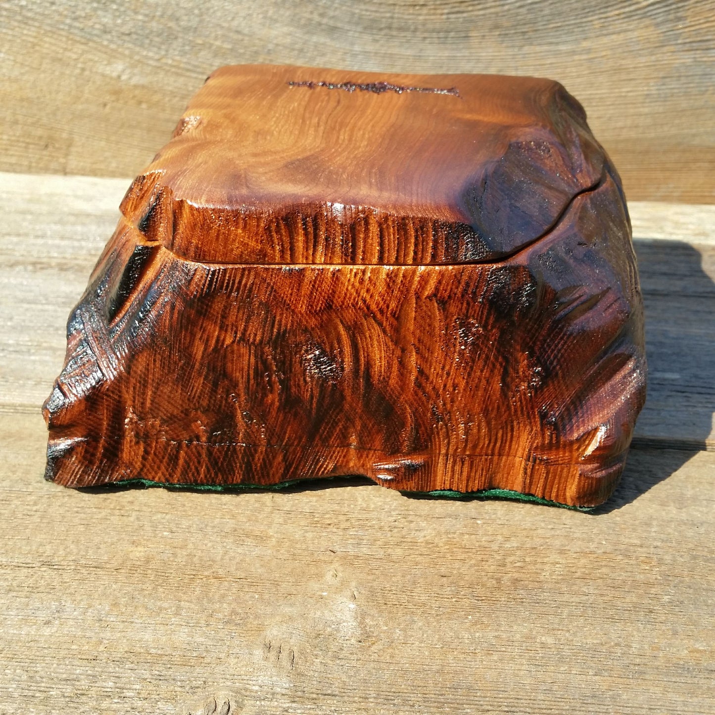 Wood Box Curly Redwood Tree Handmade #K Wood Valet