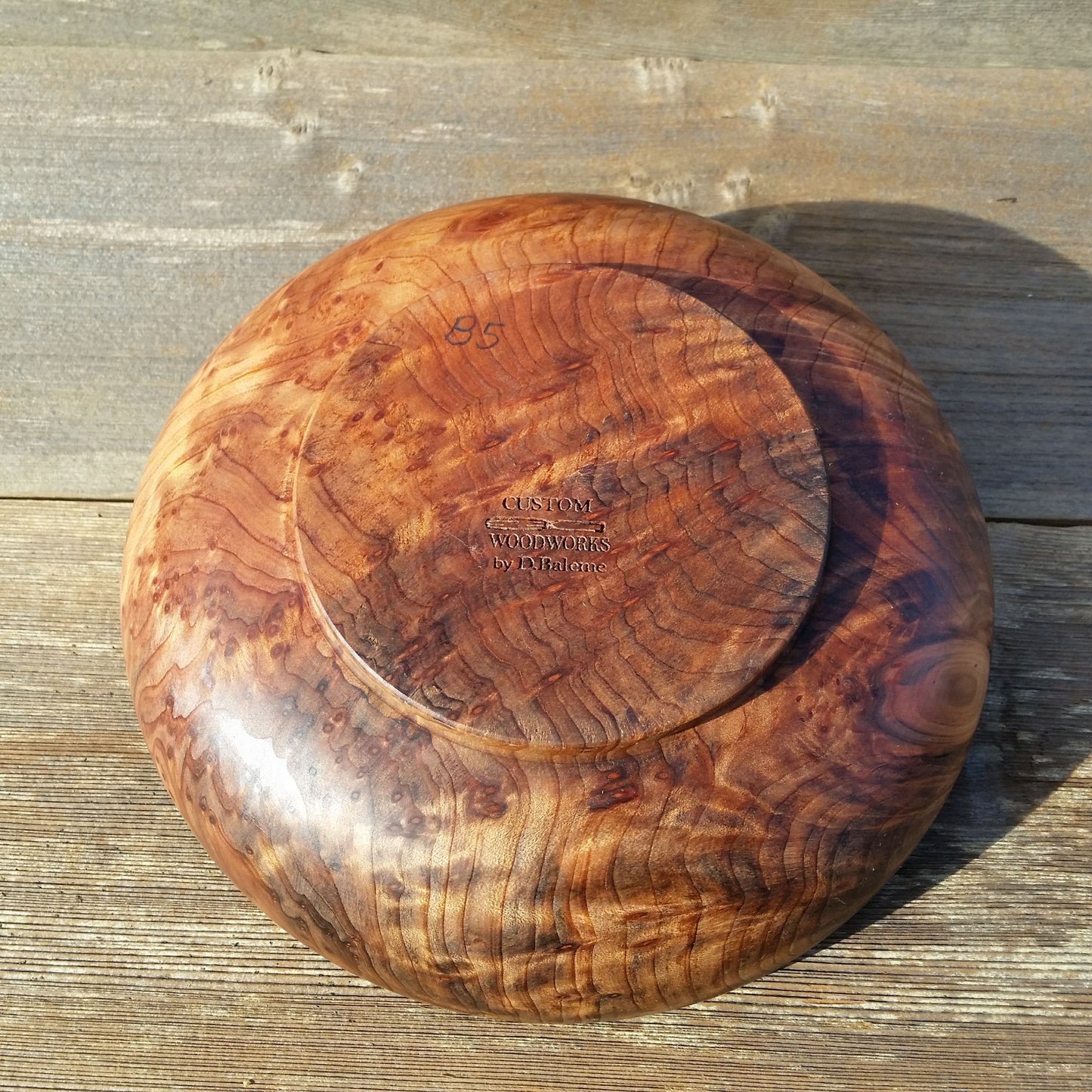 Wood Salad Bowl Redwood Burl Bowl  Handmade 9 Inch Beautiful Grain #A17 USA