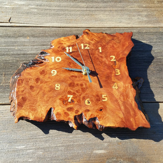 Wood Clock Wall Hanging Redwood Handmade Housewarming Gift Burl #11 Mini