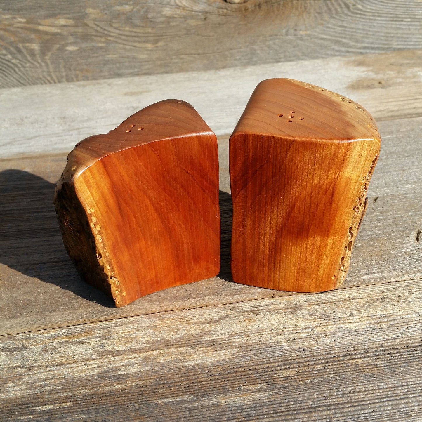 Wood Salt and Pepper Shakers Set Handmade Rustic California Redwood Souvenir Christmas Gift #A5 Rustic Home Decor Cabin Decor