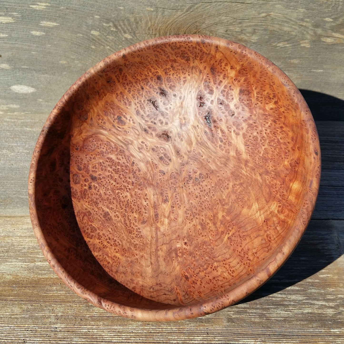 Redwood Bowl Burl Hand Turned 9.5 Inch Wood Salad Bowl Made out of Rare Redwood Gorgeous Grain #A16