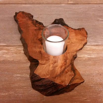 Wood Votive Candle Holder Rustic Decor Handmade Housewarming Gift #A1 California Redwood Single Candle