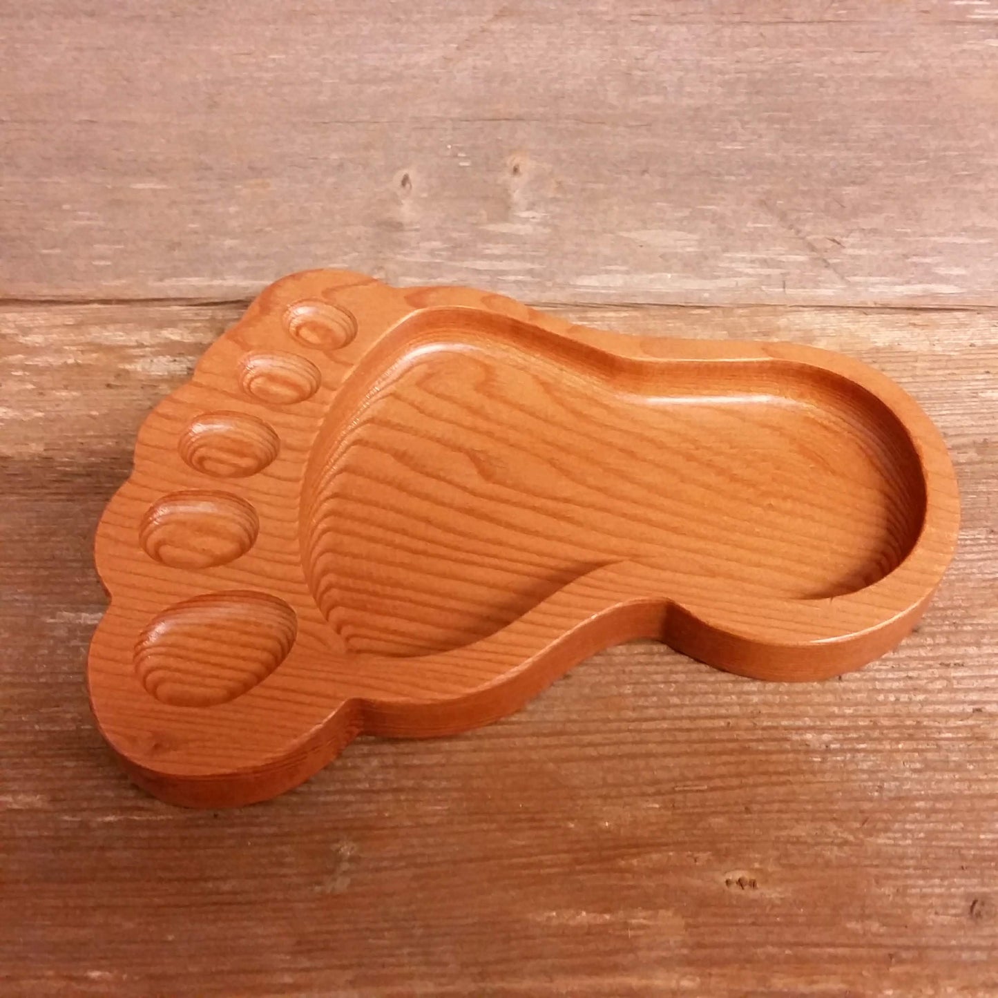 Bigfoot Home Decor Wood Mens Valet Handmade California Redwood Sasquatch Big Foot Dish or Tray Coin Dish Gag Gift