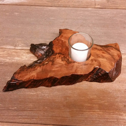 Wood Votive Candle Holder Rustic Decor Handmade Housewarming Gift #A1 California Redwood Single Candle