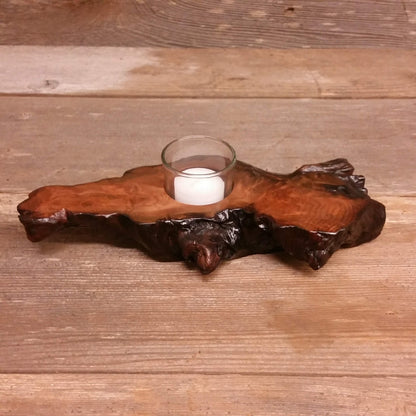 Wood Candle Holder Rustic California Redwood 1 Glass Votive Handmade 5th Anniversary #A8 Housewarming Gift Wood Anniversary