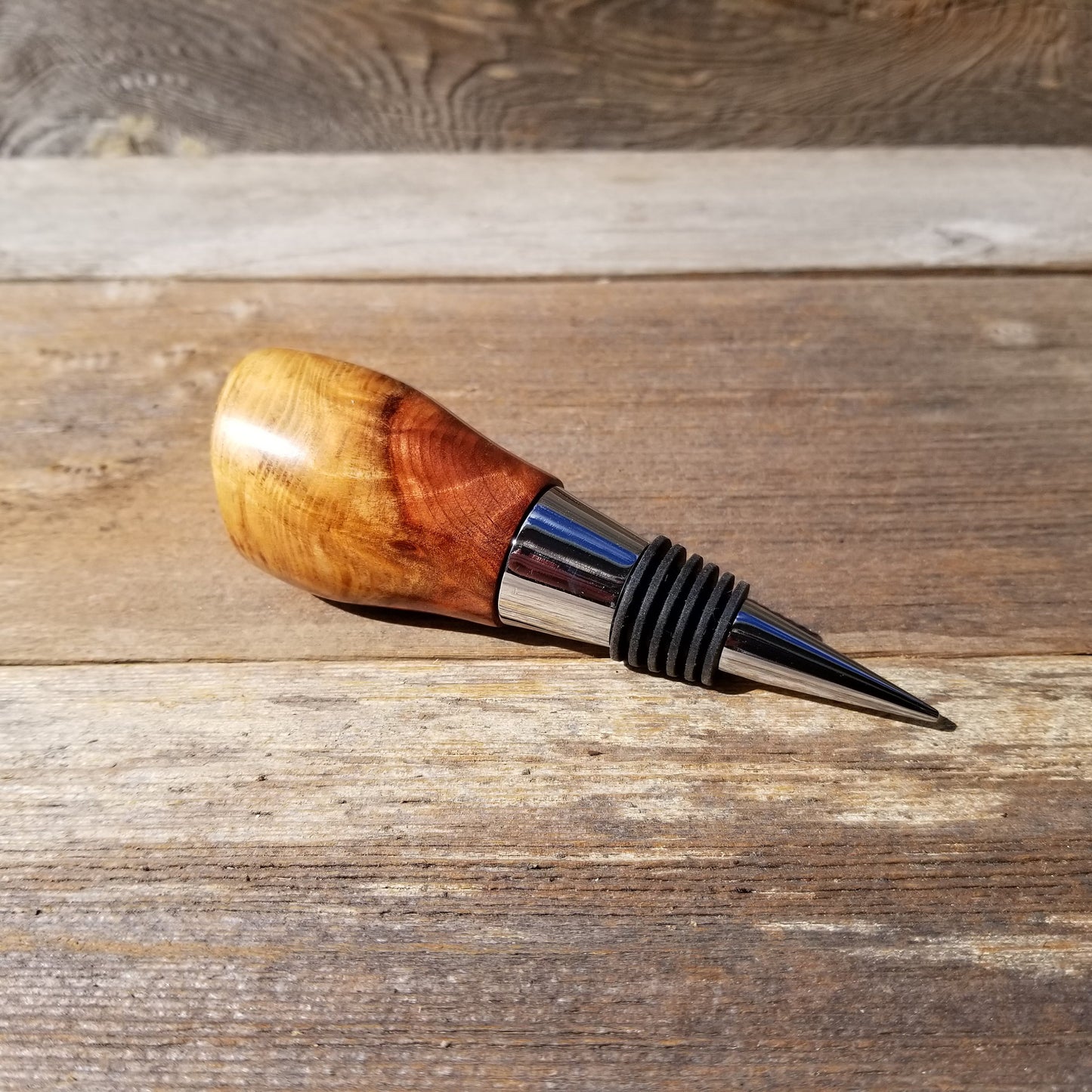 Wine Stopper Redwood Live Edge Rustic Redwood Burl Hand Turned Handmade 2 Tone White and Red 106