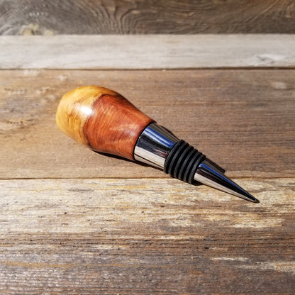 Wine Stopper Redwood Live Edge Rustic Redwood Burl Hand Turned Handmade 2 Tone White and Red 106