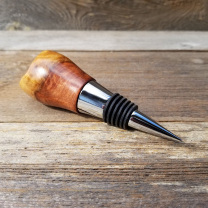 Wine Stopper Redwood Live Edge Rustic Redwood Burl Hand Turned Handmade 2 Tone White and Red 106