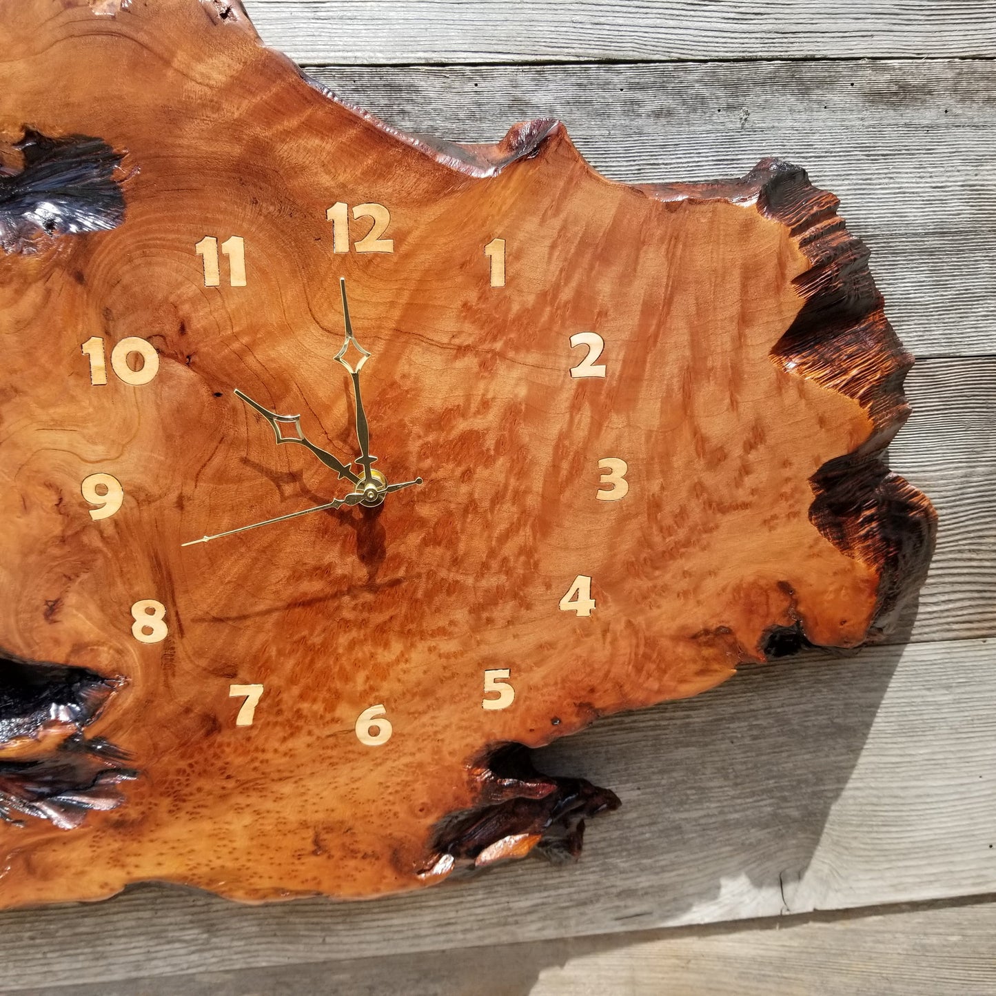 Redwood Wood Clock Wall Hanging Handmade #116