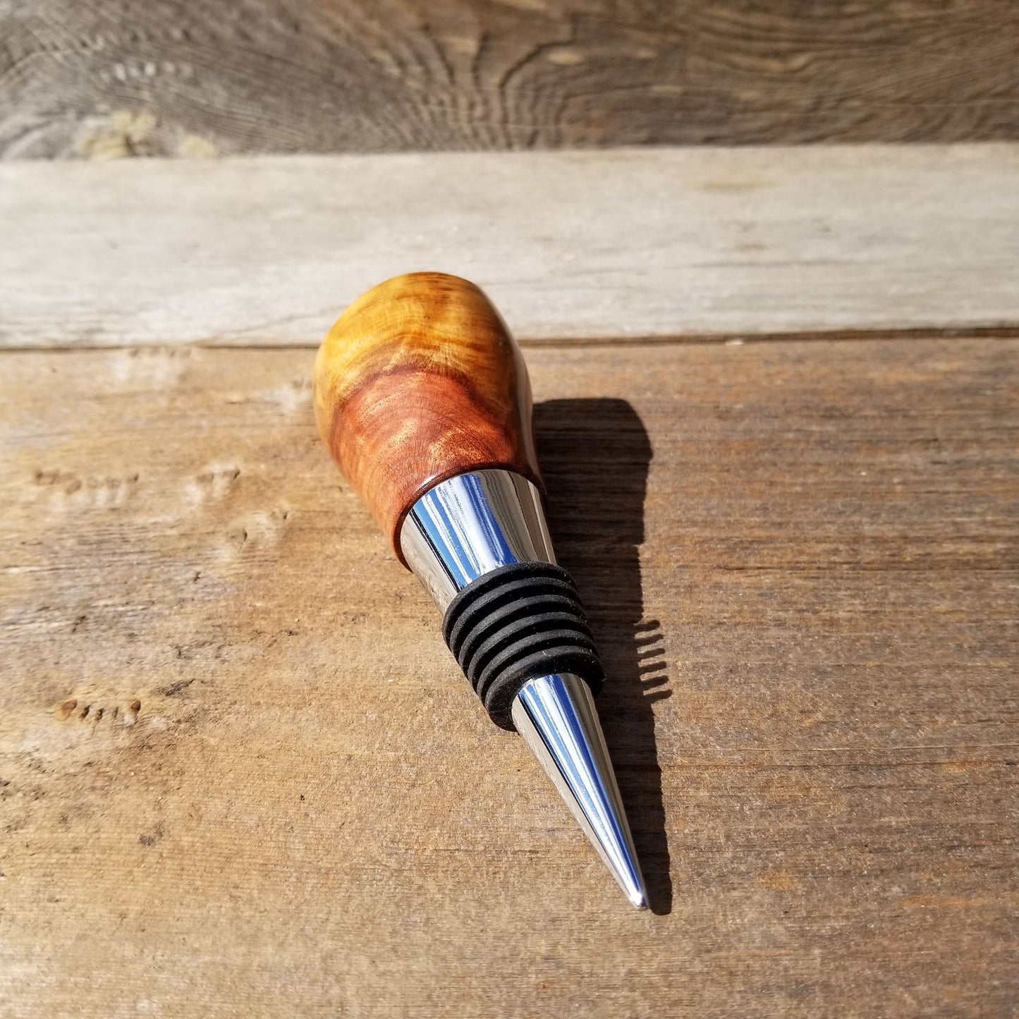 Wine Stopper Redwood Live Edge Rustic Redwood Burl Hand Turned Handmade 2 Tone White and Red 106