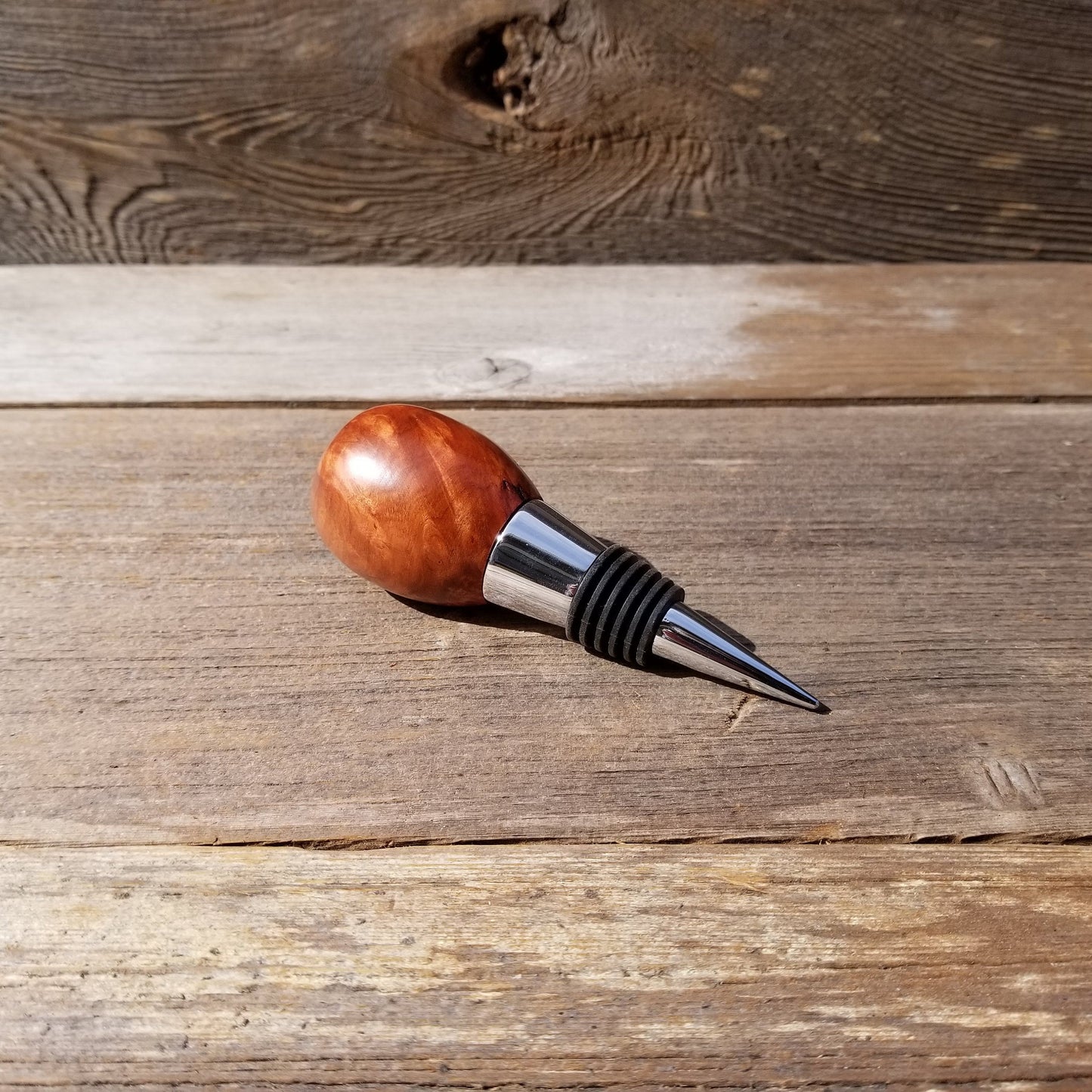 Wine Stopper Redwood Burl Hand Turned Handmade Smooth Top Wood California 127