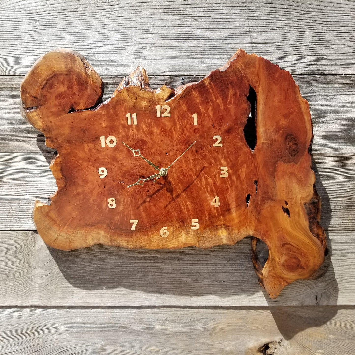 Redwood Burl Clock Two Tone Wall Clock Rustic Slab #109