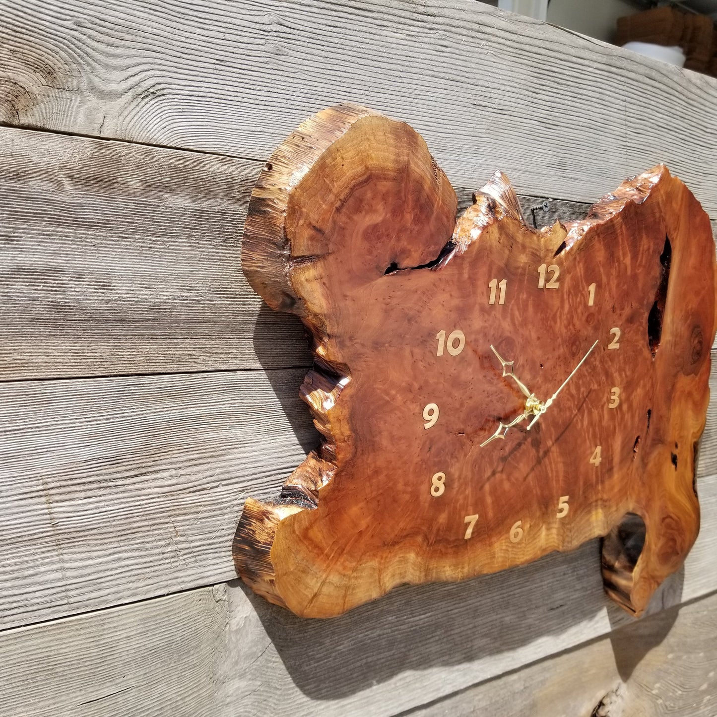 Redwood Burl Clock Two Tone Wall Clock Rustic Slab #109