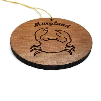 Maryland Crab Christmas Ornament California Redwood Laser Cut Handmade Wood Ornament Made in USA