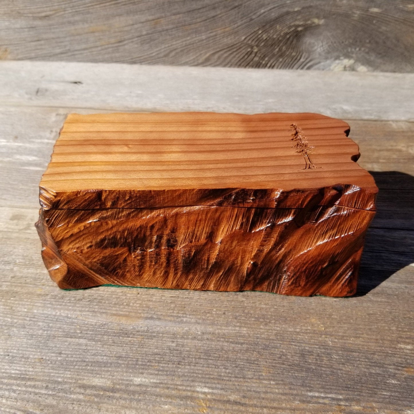 Redwood Box Wood Jewelry Box Rustic Handmade #235